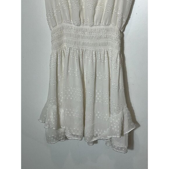 RAMY BROOK Simona White Clip Dot Mini Dress Smocked Bridal Bride Medium ($450) - Picture 4 of 9